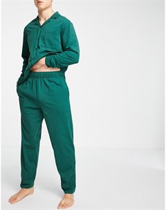 Зеленый домашний пижамный комплект из рубашки и брюк Asos design