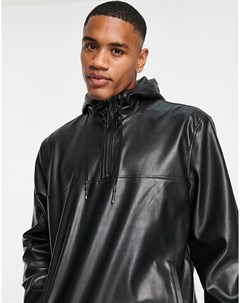Черное пальто из искусственной кожи с короткой молнией Urbancode