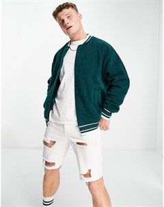 Насыщенно зеленая университетская куртка из флиса в стиле oversized Asos design