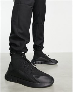 Черные кроссовки носки на шнуровке с технической отделкой Asos design