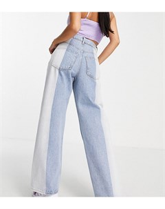 Свободные джинсы с завышенной талией в винтажном стиле из денима двух цветов светлых выбеленных отте Asos petite
