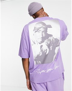 Фиолетовая oversized футболка с принтом Tupac от комплекта Asos design