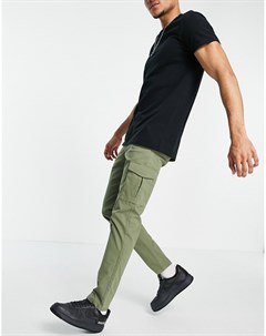 Зауженные брюки карго цвета хаки из эластичной ткани Premium Jack & jones