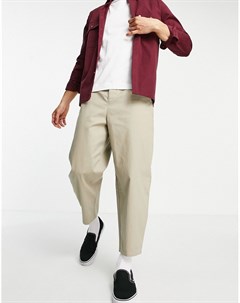 Укороченные суженные книзу брюки чиносы светло бежевого цвета в стиле oversized Asos design