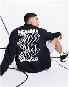 Черная трикотажная спортивная куртка в стиле oversized с принтом Insomnia Asos design