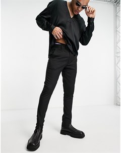 Черные строгие зауженные брюки с разрезом спереди Asos design