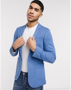 Синий трикотажный супероблегающий пиджак Asos design
