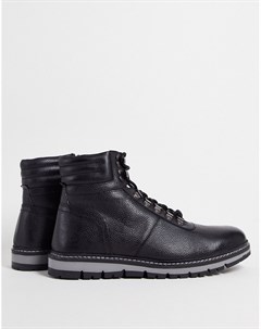 Черные кожаные походные ботинки с контрастными шнурками Silver street
