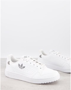 Белые кроссовки с серым логотипом трилистником NY 90 Adidas originals