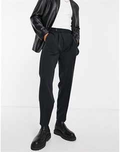 Строгие суженные книзу брюки черного цвета в стиле oversized с застежкой Asos design