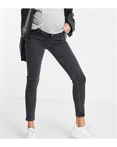 Черные джинсы из переработанного хлопка со вставкой поверх животика Topshop maternity