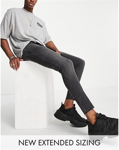 Супероблегающие эластичные джинсы выбеленного черного цвета с необработанным низом штанин Asos design