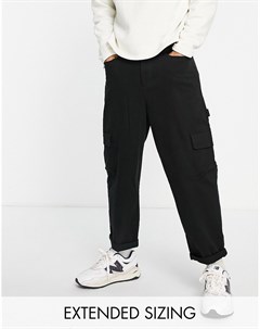 Черные брюки карго с широкими штанинами Asos design