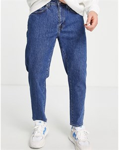 Синие винтажные джинсы из органического хлопка свободного кроя укороченной длины Chris Selected homme