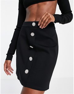 Черная джинсовая юбка с декоративными пуговицами Vero moda