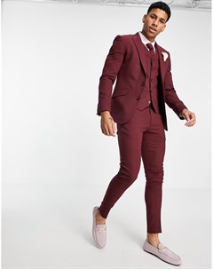 Бордовые супероблегающие фактурные брюки Wedding Asos design