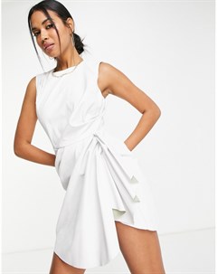Белое платье мини из искусственной кожи с юбкой с эффектными складками Asos design