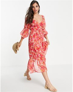 Шифоновое платье мидакси с завязками спереди и цветочным принтом Miss selfridge