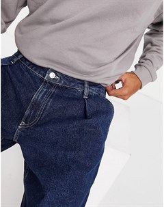 Синие выбеленные джинсы со складками классического кроя Asos design