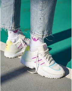 Светлые кроссовки с фиолетовой и мятной отделкой ZX Wavian Adidas originals