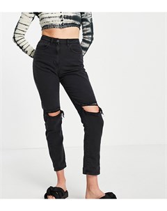 Черные выбеленные джинсы в винтажном стиле с рваной отделкой Parisian tall