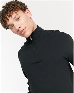 Черный свитшот с короткой молнией от комплекта Topman