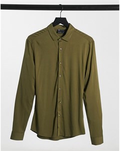 Приталенная рубашка оливкового цвета из вискозы Asos design