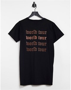 Черная oversize футболка с текстовым принтом Lasula