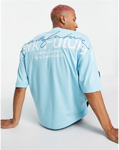 Oversized футболка голубого цвета с большим принтом логотипа на спине ASOS Dark Future Asos design