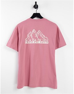Розовая футболка с принтом на спине Saretine Napapijri