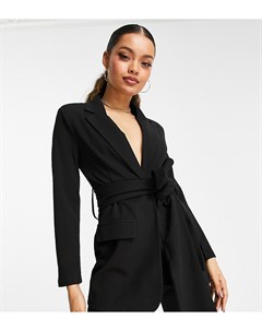 Пиджак черного цвета из трикотажа с завязкой на талии Petite Asos design