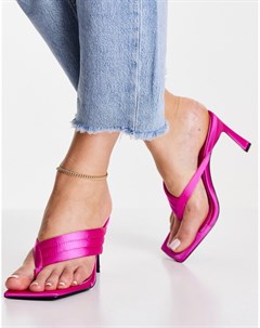 Розовые босоножки на каблуке с мягкой перемычкой между пальцами Herring Asos design