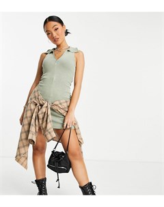 Трикотажное платье мини с эффектом кислотной стирки на молнии Petite Topshop