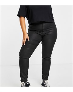 Черные джинсы скинни с покрытием и завышенной талией ASOS DESIGN Curve ridley Asos curve