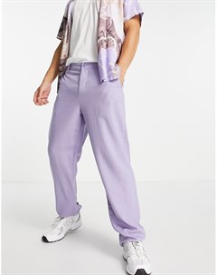 Фиолетовые брюки свободного кроя из материала с добавлением льна Asos design