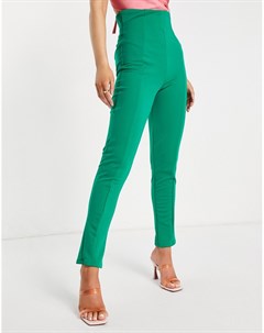 Зеленые эластичные брюки с завышенной талией Flounce london