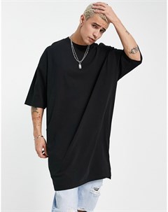 Очень длинная oversized футболка черного цвета Asos design