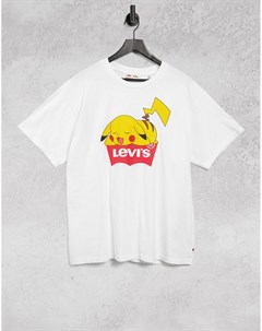 Белая футболка в стиле унисекс с логотипом и спящим покемоном Пикачу x Pokemon Levi's®