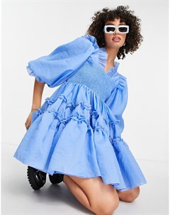 Голубое платье мини с оборками из органзы Dream Sister jane