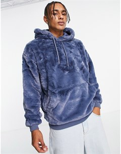 Oversized худи из искусственного меха выбеленного синего цвета Asos design