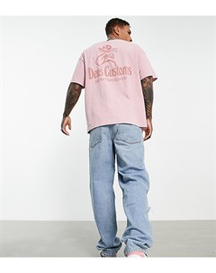 Розовая футболка из плотной ткани с принтом на спине эксклюзивно для ASOS Deus ex machina