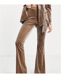 Расклешенные брюки из бархата серо коричневого цвета ASOS DESIGN Petite Asos petite