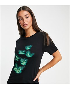 Черная футболка с фотопринтом бабочек Tall Asos design