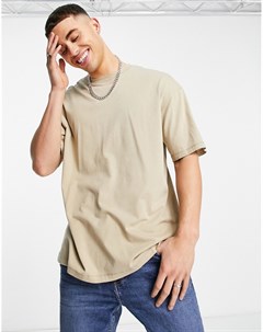 Бежевая выбеленная oversized футболка Originals Jack & jones