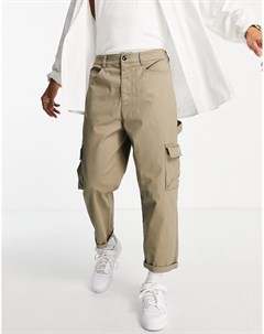 Широкие брюки карго светлого цвета хаки Asos design