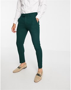 Зеленые супероблегающие фактурные брюки wedding Asos design