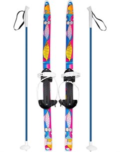 Лыжи детские Быстрики Коты универсальное крепление Цикл с палками 90 90см Олимпик
