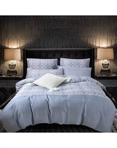 Комплект постельного белья 2 спальный серо голубой Pappel