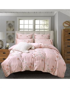 Комплект постельного белья семейный цветы на розовом Pappel