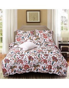 Комплект постельного белья 1 5 спальный белый с красным Pappel